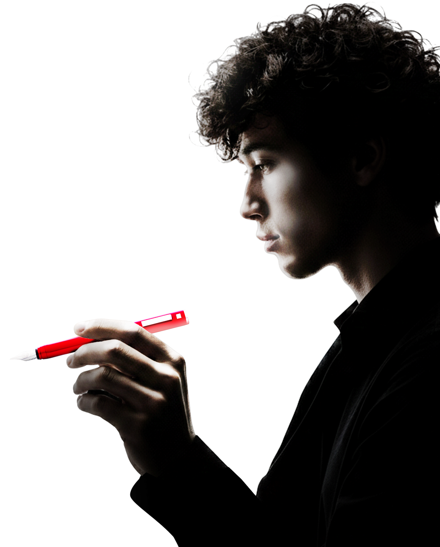 남자의 빛 비치는 모습